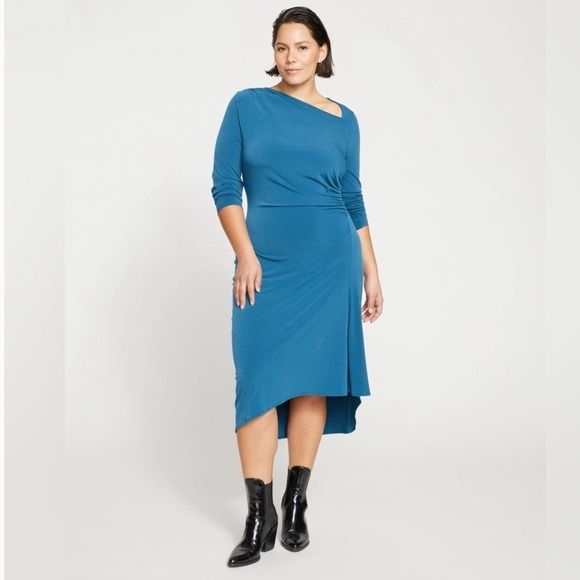 NWT Universal Standard Jersey Cinched Dress in Midnight Rain Sz XS - Picture 3 of 11